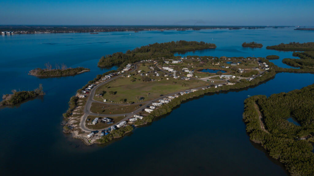 Aerial view of long point park at the sebastian inlet state park