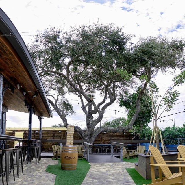 The outdoor patio at 4th Street Fillin Station in Cocoa Beach, FL