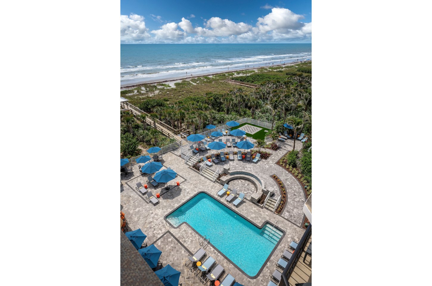 Hilton Garden Inn Cocoa Beach Aerial pool view