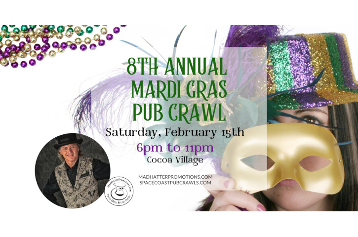 8th Annual Mardi Gras Pub Crawl Flyer