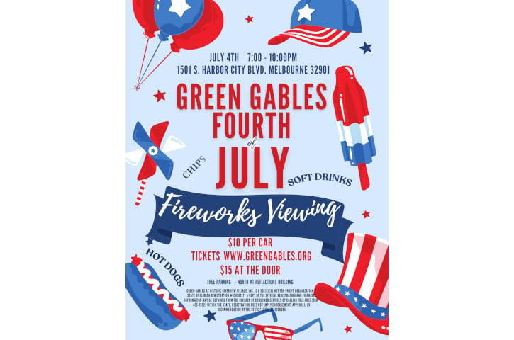 Green Gables Historic Home - Melbourne Fireworks Viewing Flyer